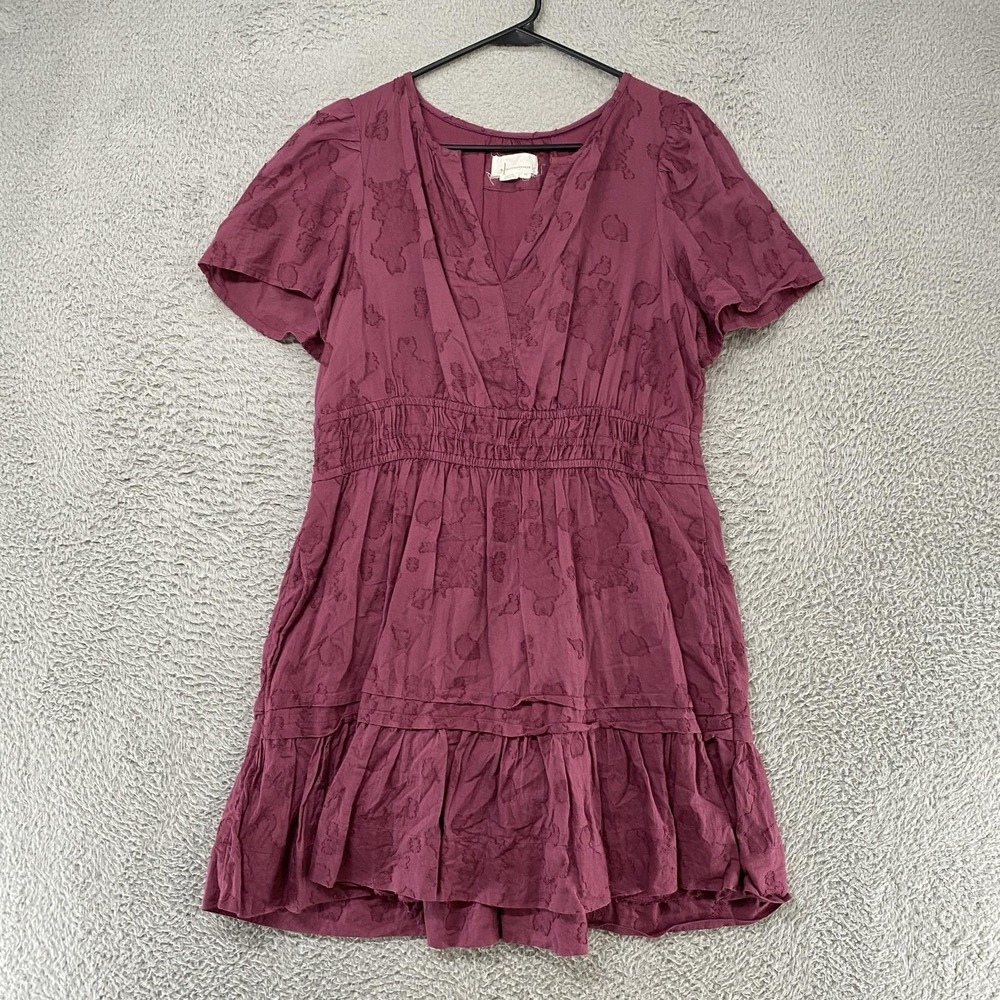 Anthropologie Somerset Mini Dress Womens XL Purple Jacquard Short Pockets
